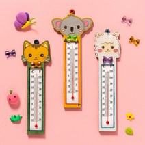 바오바론 동물 온도계 벽걸이 MDF 우드 DIY 만들기 재료 어린이집 유치원 초등 학교 수업 알코올 타입 무료스티커 증정, (고양이)