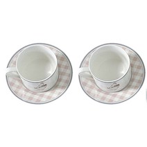 Man Ru Jiu 세라믹 커피잔 + 소서 플레이트 2개입 세트, 2개, Purple Rabbit