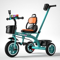어린이 세발 자전거 1-3-2-6 살 큰 아기 선물 아기 손 추진 자전거 어린이 유모차 빠른배송, 짙은녹색방폭티타늄빈휠[두]_옵션1