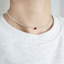 윗치블링 [써지컬스틸] 앵두 투명 비즈목걸이