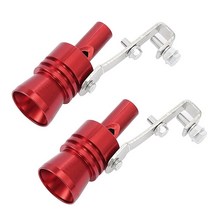 LOUDER 알루미늄 합금 범용 터보 호루라기 사운드 배기 머플러 파이프 호루라기 자동차 포효 메이커 꼬리 블로우 오프 밸브 팁 시뮬레이터 휘슬러 (L_블랙_2개) 563275, XL Red 2PCS