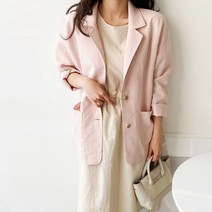 국내생산 칼라넥 봄 여름 여자린넨자켓 간절기 가을자켓 루즈핏 긴팔