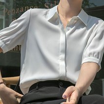 새틴 반팔블라우스 오피스블라우스 여름 정장셔츠 오버핏블라우스 체크블라우스 초커블라우스 가을