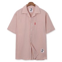 제이에이치스타일 오버핏 파스텔 마 오픈 카라 반팔 셔츠