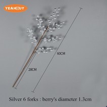 플로랄폼 크리스마스 거품 인공 실버 골드 레드 베리 콩 나뭇 가지 DIY 수제 꽃 꽃다발 장식 액세서리, 07 7_01 1 piece