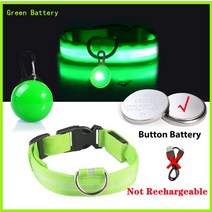 강아지 리드줄 목줄 충전 목걸이 펜던트 분리형 밝은 고양이 밤, 41.Green Button Battery - XLNe
