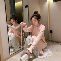 루나 하객룩 여성 데일리 원피스 따뜻한 니트 기모 겨울 원피스