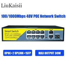 52V POE 스위치 10/100/1000Mbps AI 스마트 업 링크 SFP 포트 포함 IP 카메라/무선 AP/CCTV 카메라용 이더넷, 01 Yellow, 01 Yellow