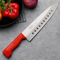 일본 칠지도 타공 주방칼 빨강 식도 식칼 김치 김밥 업소용 부엌 칼