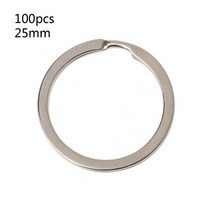 기부반지 금속 원형 편평한 열쇠 고리 25mm 30mm 라운드 체인 100 개