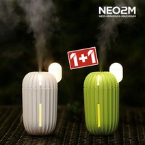 NaOBee [1+1] 네오투엠 무드등 선인장 가습기 USB 미니가습기, 화이트, 화이트