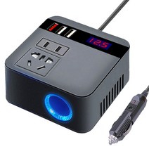 차량용 220v 인버터 캠핑용 차량용 인버터 150W 피크 DC 12 V/24 V ~ 110 V/220 LED 디스플레이 소켓 전원, 02 black