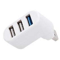 USB HUB - 3 포트 USB 3.0 USB 2.0 허브 USB 허브 분배기 180도 회전 허브, 45x43x17mm, 아크릴로 니트릴 부타디엔 스티렌 플라스틱, 화이트