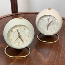 클래식 인테리어 탁상 알람 시계 소품 예쁜 원형 데스크 원형시계 인테리어소품 데스크시계 빈티지, 본상품선택, 연하늘