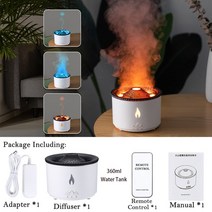 USB 가습기 화재 불꽃 디퓨저 화산 및 향수 아로마 오일 에센셜 가정용 전기 냄새 360ml, 02 B  360ml_03 US