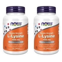 NOW L-Lysine (L-Lysine Hydrochloride) Double Strength 나우 L라이신 1000mg 100정 2팩, 1개, 1