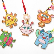 [ATOZ]미술재료 초등 나무목걸이 만들기 목걸이 외계인 줄, 쿠키/초록색