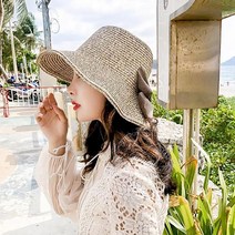 절개 리본 왕골모자 파나마햇 라피아햇 밀짚모자