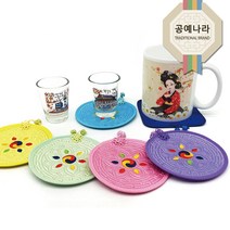 예원콜렉션 누비 컵받침 세트, 원형원색