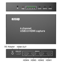 Ezcap264 4 채널 비디오 캡처 카드 4x1 멀티 뷰어 1080p USB 3.0 HDMI 게임 레코딩 박스 라이브 스트리밍, 한개옵션0