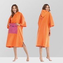 판초타월 비치가운 양털 안감 재킷 오버사이즈 수영 서핑 해변용 로브 코트 변경 방수 판초, [01] Length 112CM, [07] FH4213-Orange