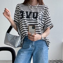 퍼니걸스 5029 러브 단가라 반팔 티셔츠 여성의류