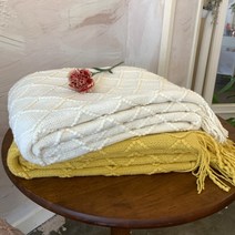 아크릴100% 부드럽고 따뜻한 손뜨개 니트담요 감성캠핑담요