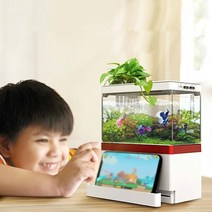 2자 후경수초 구피어항꾸미기 맞춤 수조 데스크탑 크리에이티브 USB 미니 수족관 LED