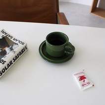 노크노크 레트로 커피잔 찻잔 세트, 그린