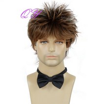 남자가발가격 남성가발 남자 헤어 중년 남성용 합성 가발 자연스러운 검정색 숏 곱슬 머리 패션 스타일, 한개옵션1, 40 9