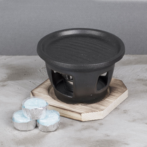 야키니쿠 미니화로 그릴 세트 (고체연료3개증정), 야키니쿠화로(목받침포함)+그릴 세트