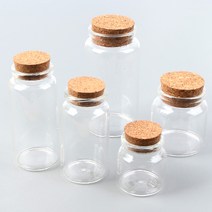 [미스릴리] 중형 대형 코르크 마개 유리병 글라스 병 원형 수납 보관 용기, 기본, 47x50mm