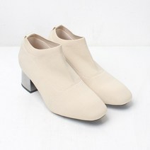 니트 부티슈즈 여성 구두 미들힐 스판 삭스 스퀘어토