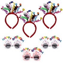 올리브파티 생일파티 스프핑 꼬불머리띠 생일파티안경세트, 혼합색상, 3세트