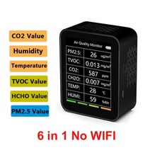 이산화탄소 측정기 미세먼지 가스농도 Tuya-Wifi 7 인 1 대기질 측정기 PM2.5 CO2 TVOC HCHO AQI 온도 습, [10] 6 in 1 No Wifi BA