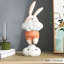 조형물 장식 카페 마당 인테리어 호텔 북유럽 스타일 룸 토끼 피규어 장식품 홈 거실 TV 캐비닛 베란다 데스크탑 선물, 35 cm