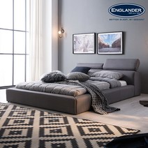 [잉글랜더] 제이든 무빙헤드 가죽 침대(DH 7존 라텍스 독립스프링 매트리스-퀸), 색상:패브릭패턴그레이