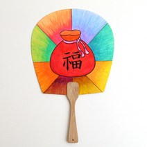 민화샵 부채만들기 종이부채 만들기 재료 전통공예, 01_평부채 만들기 입문형 (복주머니)