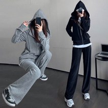 오너클랜 캐주얼 여성스러운 꾸안꾸 날씬 골지 트레이닝복세트