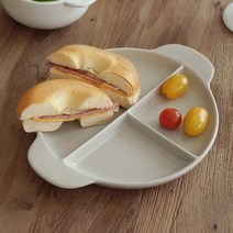 리카 2칸 3칸 나눔접시 2절 3절 반찬그릇 디저트접시 브런치접시 핑거푸드 점박이 그릇 도자기, L(10인치), 크림