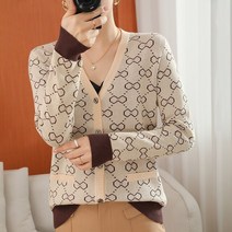 핫핑크가디건 셔츠가디건 봄/가을 자카드 긴팔 니트 가디건 여성 스웨터 복고풍 v넥 와이다이