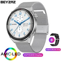 스쿠버시계나침반다이버컴퓨터 새로운 nfc 스마트 2022 무선 충전 smartwatch 블루투스 통화 남성 여성 피트니스 팔찌 사용자 정의 얼굴 + 상자, 메쉬 벨트 실버