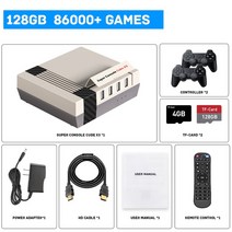 옛날오락기 비디오게임 고전 가정용 게임기 KINHANK-슈퍼 콘솔 큐브 X3 레트로 게임 100000 지원 PSP/PS1/D, 04 미국, 02 128G Gamepad-2