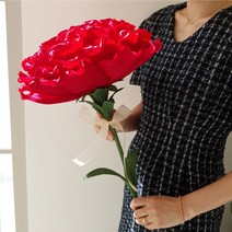 어버이날 스승의날 카네이션 선물 카네이션 꽃다발 앤플로라 페이퍼플라워 점보카네이션 스탠드, 다크레드, Led조명추가