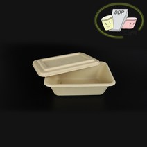 식품포장용기 친환경 펄프 사각 도시락 PET뚜껑 세트 700ml 50개