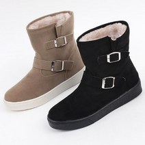 슈런 구아즈 여자 양털 퍼안감 통굽 미들 털부츠