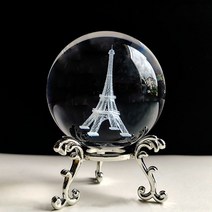 풍수 크리스탈 공 문진 스탠드 치유 명상 유리 구 홈 데코 장식품 연꽃 60mm 3d 조각, [01] 60mm with stand, [07] ferris wheel