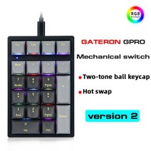 게임용 키보드 게이밍 미니 키패드 최신 motospeed k3 숫자 기계식 게임 21 키 rgb 백라이트 핫 스왑 gateron gpro 스위치 pc 노트북, 검은색, 파란색 스위치