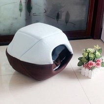 펫드라이룸 슈퍼 소프트 짧은 봉제 유르트 모양 애완 동물 하우스 듀얼 사용 개집 둥지 쿠션 강아지 개 고양이 크기 사용할 수, Sky Blue+45x40x35cm