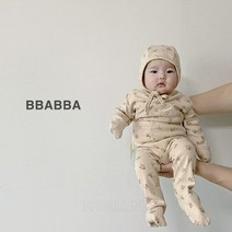 빠빠 브라운꽃배넷3종(슈트+레깅스+보넷)